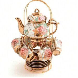 China Teapot / Coffee Pot Electroplate Gold Set Mother's Day